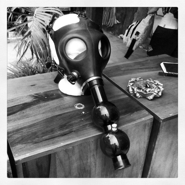 girl gas mask bong